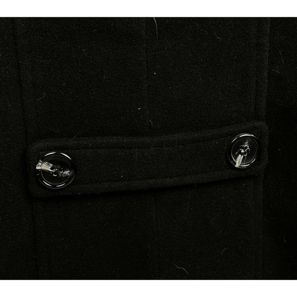 NWT Forever 21 Juniors Black Small Long Sleeved Collared Breasted peacoat Coat S - Picture 8 of 12